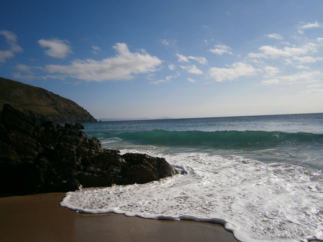 down at the awesome beach with crushing waves