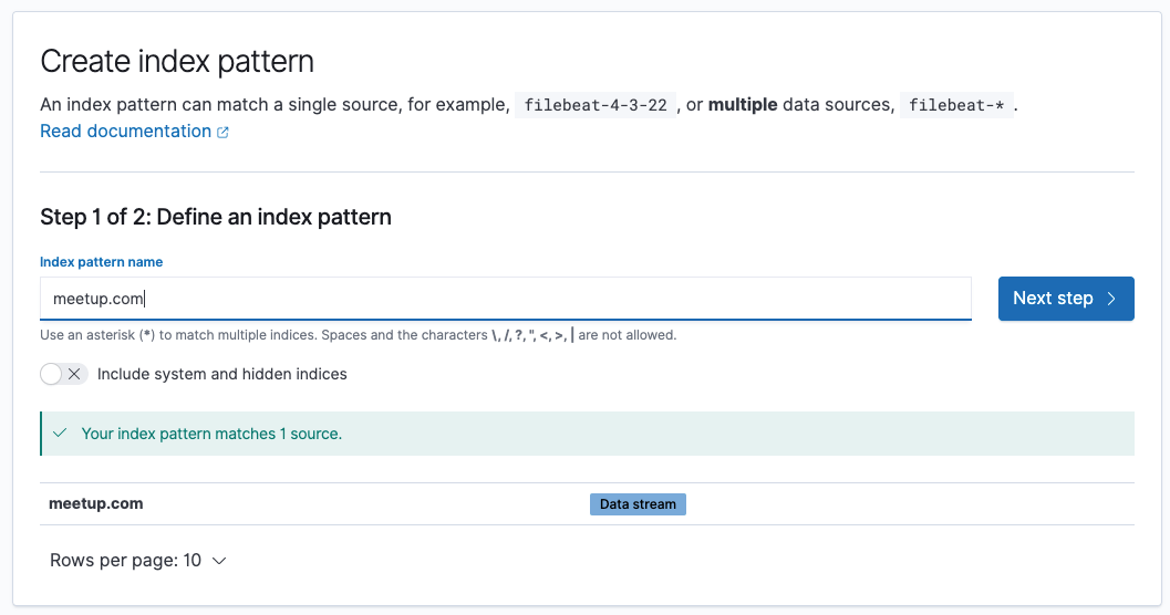 &ldquo;Kibana Index Pattern&rdquo;